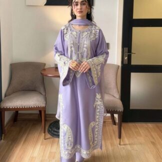 Aafreen Embroidered 3pc - Lilac